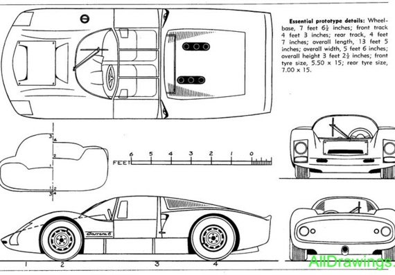 Porsche Carrera 6 (906) (1966) (Порше Каррера 6 (906) (1966)) - чертежи (рисунки) автомобиля